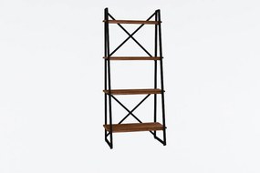 Regał na książki – 66 x 150 x 30 cm – orzech – 100% drewno sosnowe, konstrukcja metalowa