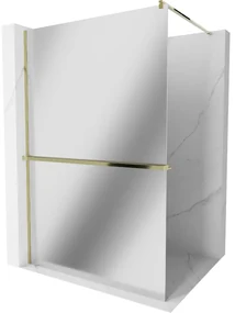 Mexen Kioto+ ścianka prysznicowa z półką Walk-in 70 x 200 cm, lustro, złota - 800-070-121-50-50