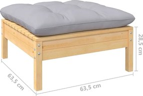 Komplet Mebli Ogrodowych 10 szt. z Drewna Sosnowego z Szarymi Poduszkami