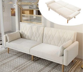 Kanapa dwuosobowa 180x75x82 cm - Regulowane oparcie - Welur - Beżowy