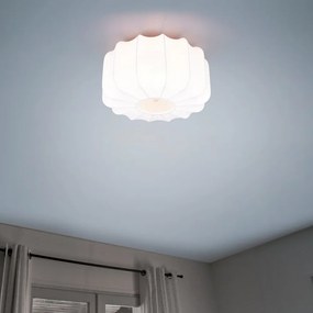 Biała metalowa lampa sufitowa z tekstylnym kloszem ø 40 cm Madleine – Reality