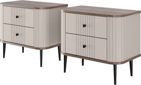 Zestaw szafek nocnych Vesper 56 cm - kaszmir / orzech / czarne nogi