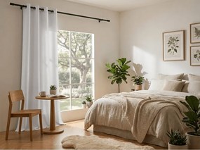 Zasłona OXFORD LIGHT 140x250 cm, biała Zawieszanie: Taśma z wiązaniami