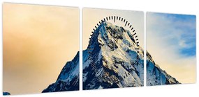 Obraz ośnieżonych gór, Nepal (z zegarem) (90x30 cm)
