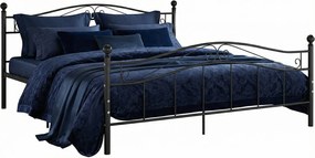 Czarne łóżko metalowe z zagłówkiem 180x200 cm E3-B75