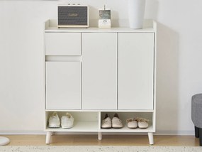 Szafka na buty - 7 przegród i 1 szuflada - z regulowanymi półkami - Biała