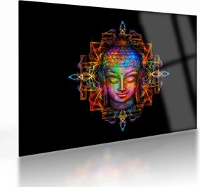 Obraz na szkle - Popiersie Buddy w neonowych kolorach (70x50 cm)