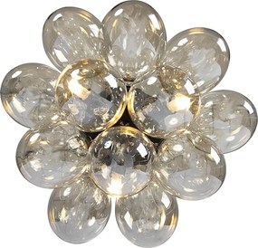 Designerska lampa sufitowa czarna z bursztynowym szkłem 3-punktowa - Uvas