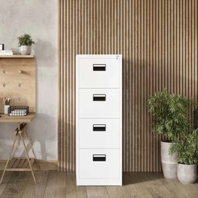 Metalowa szafa kartotekowa SARA V4, 460 x 1320 x 620 mm, biała