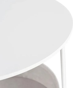 Stolik Kawowy z Koszem DORA 75 cm Biały/Beżowy Nowoczesny