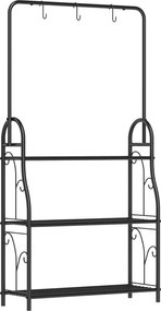 Outsunny Regał na Kwiaty, 3-Poziomowy Stojak na Rośliny z Haczykami, Metalowy, Do Wewnątrz i Na Zewnątrz, Czarny