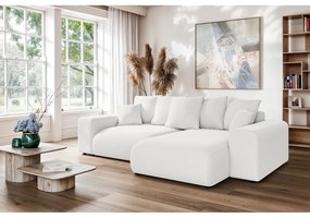 Biały rozkładany narożnik ze schowkiem (strona zmienna) Luma – Ropez