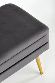 VELVA ławka tapicerowana z pojemnikiem szary velvet, złoty chrom