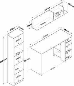 Biurko z regałem Hado Walnut and Anthracite