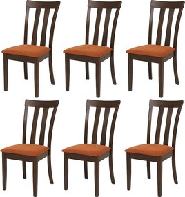 Krzesło do jadalni MCW-G46 (zestaw 6 sztuk),  ciemna rama, pomarańczowe