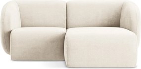 Beżowy narożnik z tkaniny szenilowej (prawostronny/z szezlongiem) Lani – Makamii