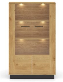 Witryna niska BRONX 2D 92cm dąb/czarna ML MEBLE