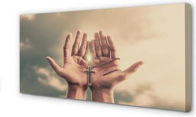 Duży obraz na płótnie Ręce Wzniesione ku Niebu i Krzyżowi