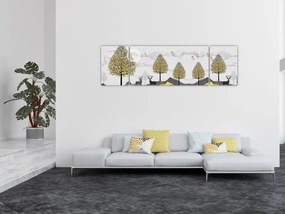 Obraz malowanych jeleni (170x50 cm)