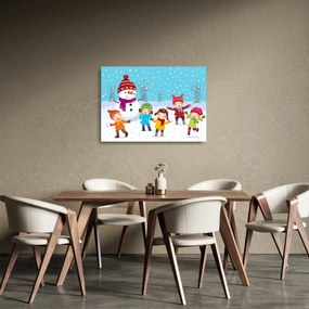 Obraz na szkle - Zimowe dziecięce zabawy (70x50 cm)