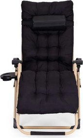 Regulowany leżak ogrodowy, składany, z poduszką Corsica 009, czarny/złoty