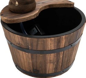 Outsunny® fontanna ogrodowa dekoracyjna studnia beczka wodospad drewno jodłowe + metal drewno naturalne∅27 x 37 cm