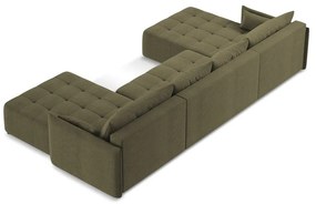 Rozkładany/ze schowkiem narożnik (w kształcie litery U) w kolorze khaki Moku – Makamii