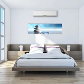 Obraz piasku, lilii i kamieni spa (170x50 cm)
