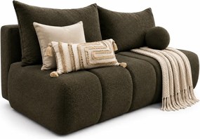 Oliwkowa sofa rozkładana z pojemnikiem boucle W2-E07