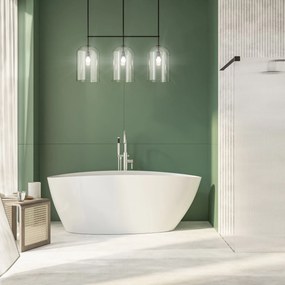 Wanna wolnostojąca MISTE owalna biała z konglomeratu 160 x 70 cm bez przelewu cienki rant | Różne kolory korków : Kolor korka - Biały