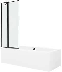 Mexen Cube wanna prostokątna 170 x 80 cm z obudową i parawanem 1-skrzydłowym 80 cm, czarny wzór - 550517080X9408117070