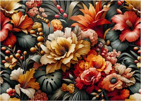 Obraz na szkle - Pomarańczowo-czerwone kwiaty (70x50 cm)
