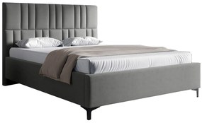 Ciemnoszare łóżko z zagłówkiem i pojemnikiem 4 rozmiary F0-A38