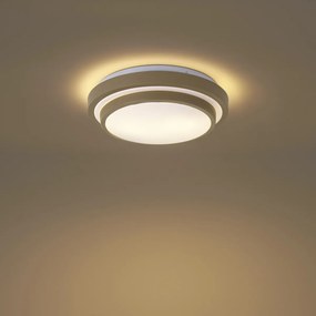 Nowoczesna lampa sufitowa taupe z białym wykończeniem 34 cm IP44 - Walden