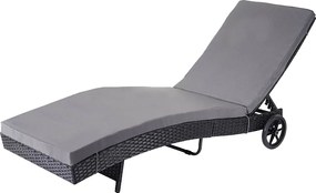 Leżak ogrodowy MCW-D80,  antracyt, ciemnoszare poduszki