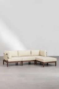 Modułowa Sofa 3-częściowa Z 2 Narożnikowymi Fotelami I Pufem Z Akacji Giulia Ciemny Akacjowy Brąz - Sklum