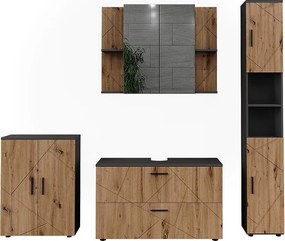 Zestaw mebli łazienkowych antracyt/dąb goldkraft 100.1x41x60.6 irma