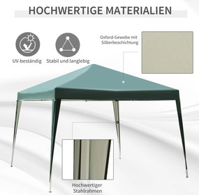 Outsunny Pawilon Ogrodowy 295x295cm Rozkładany Namiot Ochrona UV Stal Tkanina Oxford Składany Zielony | Aosom PL
