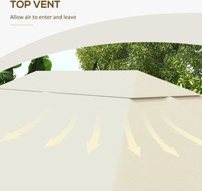 Outsunny Zastępczy Dach do Pawilonu 3 97x2 97m Ochrona UV Wodoodporność Kremowy Pokrowiec | Aosom PL