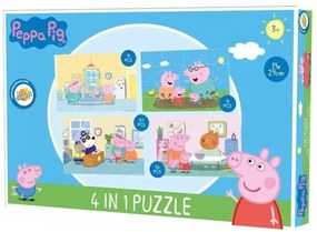 Puzzle dla dzieci 4 w 1 ŚWINKA PEPPA dzień rodzinny, 19x29 cm