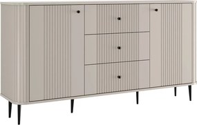 Komoda Vesper 160 cm z szufladami na nóżkach - kaszmir / czarne nogi