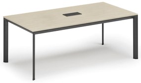 Stół konferencyjny PRIMO INVITATION, 240x120 cm, brzoza + port blatowy TYP VI, czarny
