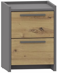 Wąska szafka nocna z szufladami dąb artisan + antracyt K6-D60