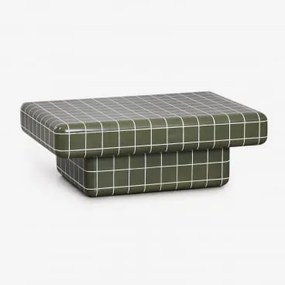 Prostokątny Stolik Kawowy Do Ogrodu W Stylu Cementowej Płytki Eleonor 100 X 70 Cm & Ether Green - Sklum