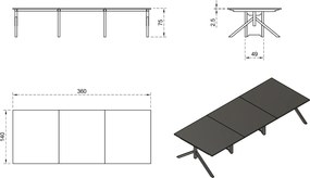 Stół konferencyjny w stylu industrialnym Mars Workstation 6 360x140 cm