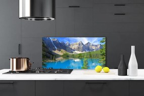 Szkło do Kuchni na Ścianę Leśne Jezioro u Stóp Gór