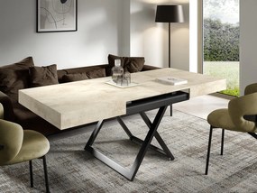 Ławostół 120 cm Ducale U - stół rozkładany do salonu 120-200 cm, regulowana wysokość, czarny stelaż - White Chromix