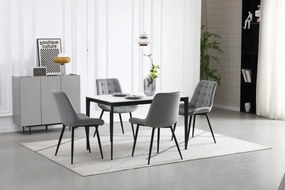 Krzesło welurowe BERA jasnoszare z czarnymi nogami