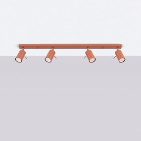 Lampa sufitowa nowoczesny Briix, stal - 4 źródło światła 4000K - L.81 x H.17 cm - ochra czerwona