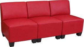 3-osobowy Moncalieri,  czerwony, bez podłokietników